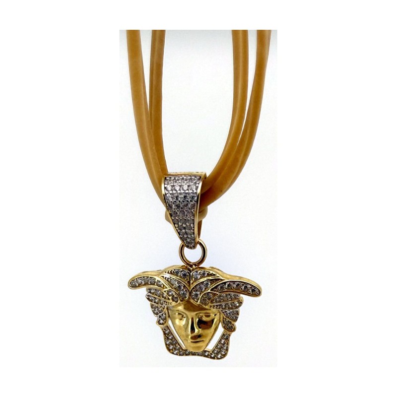 Medalla medusa circo blanca de oro 18k